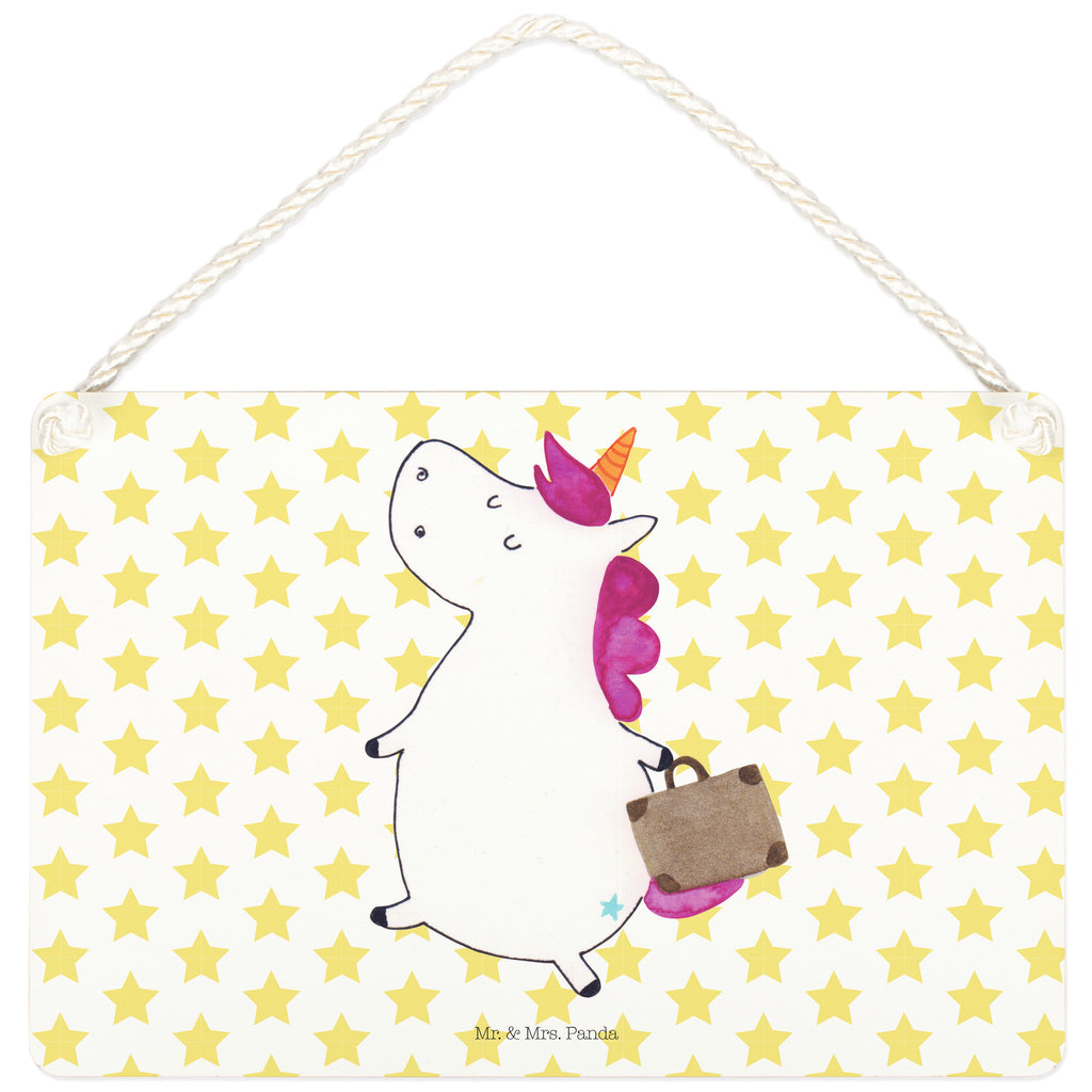 Deko Schild Einhorn Koffer Einhorn, unicorn, Einhörner, Koffer, Verreisen, Reise, Gepäck, Abenteuer, Erwachsen, Kind, albern, Spaß, lustig, witzig,  Schild, Türschild, Holzschild, Wandschild, Wanddeko  Einhorn, Einhörner, Einhorn Deko, Pegasus, Unicorn