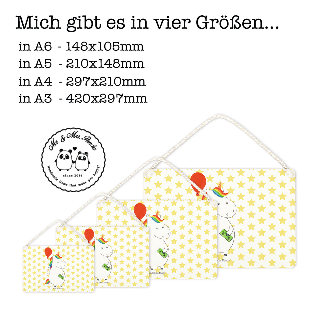 Deko Schild Einhorn Luftballon Einhorn, Einhörner, Unicorn, Luftballon, Geld, Lebenslust, Freude, Geschenk, Freundin	 Schild, Türschild, Holzschild, Wandschild, Wanddeko  Einhorn, Einhörner, Einhorn Deko, Pegasus, Unicorn