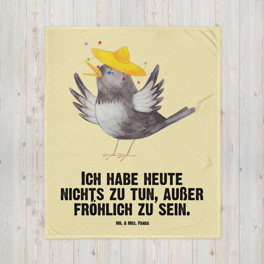 Babydecke Rabe mit Sombrero Babydecke, Babygeschenk, Geschenk Geburt, Babyecke Kuscheldecke, Krabbeldecke, Tiermotive, Gute Laune, lustige Sprüche, Tiere, Rabe, Vogel, Vögel, Spruch positiv, fröhlich sein, glücklich sein, Glück Spruch, froh, Elster, Motivation