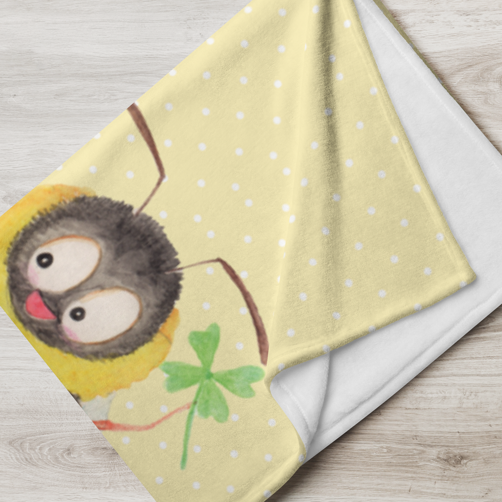 Babydecke Hummeln mit Kleeblatt Hummel, Biene, Spruch positiv, Biene Deko, Spruch schön, glücklich sein, glücklich werden, Spruch fröhlich Babydecke, Babygeschenk, Geschenk Geburt, Babyecke Kuscheldecke, Krabbeldecke  süße Tiermotive, gute Laune, lustige Sprüche, Tiere