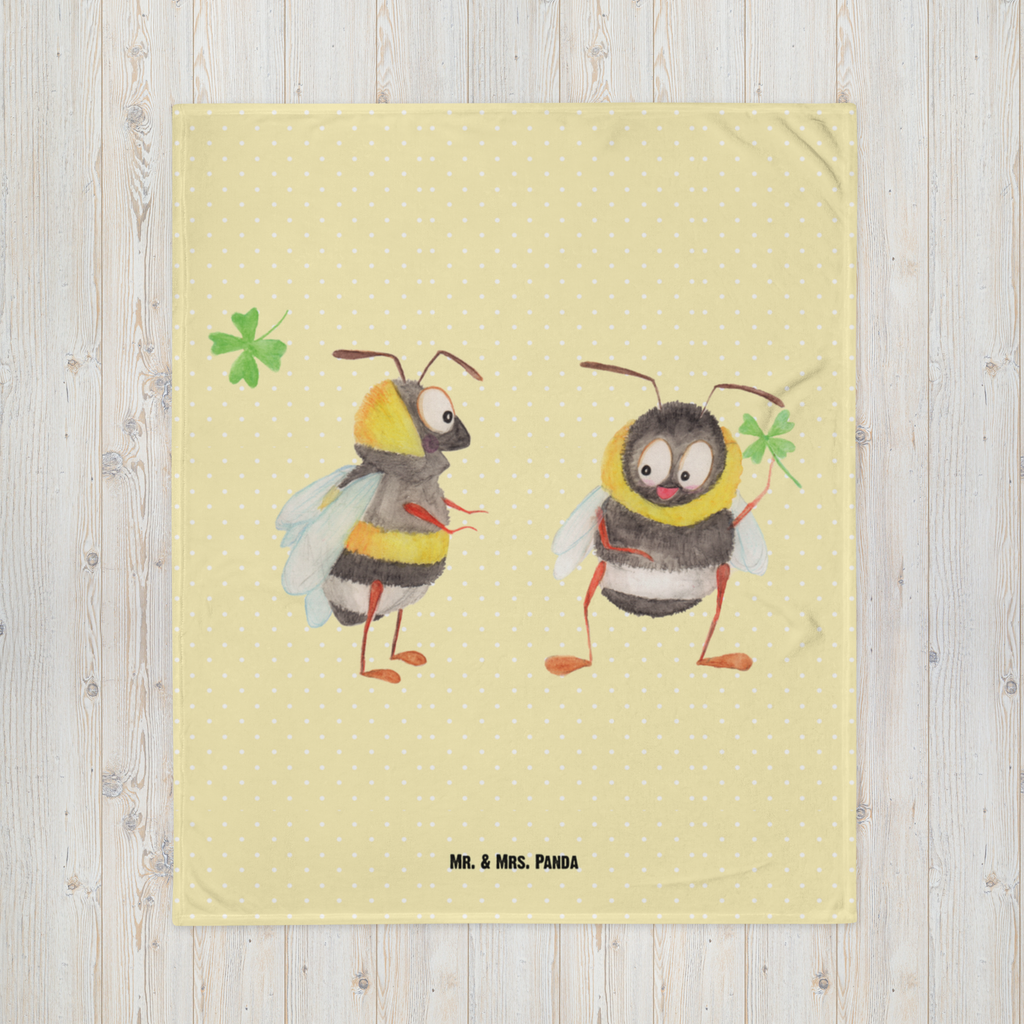 Babydecke Hummeln mit Kleeblatt Hummel, Biene, Spruch positiv, Biene Deko, Spruch schön, glücklich sein, glücklich werden, Spruch fröhlich Babydecke, Babygeschenk, Geschenk Geburt, Babyecke Kuscheldecke, Krabbeldecke  süße Tiermotive, gute Laune, lustige Sprüche, Tiere
