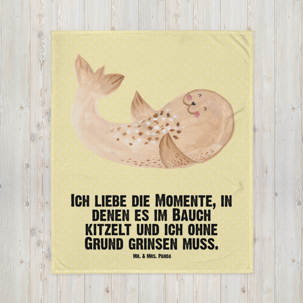 Babydecke Robbe liegend Robbe, Robben, Seehund, Strand, Meerestier, Ostsee, Nordsee, Lachen, Freude Babydecke, Babygeschenk, Geschenk Geburt, Babyecke Kuscheldecke, Krabbeldecke  süße Tiermotive, gute Laune, lustige Sprüche, Tiere