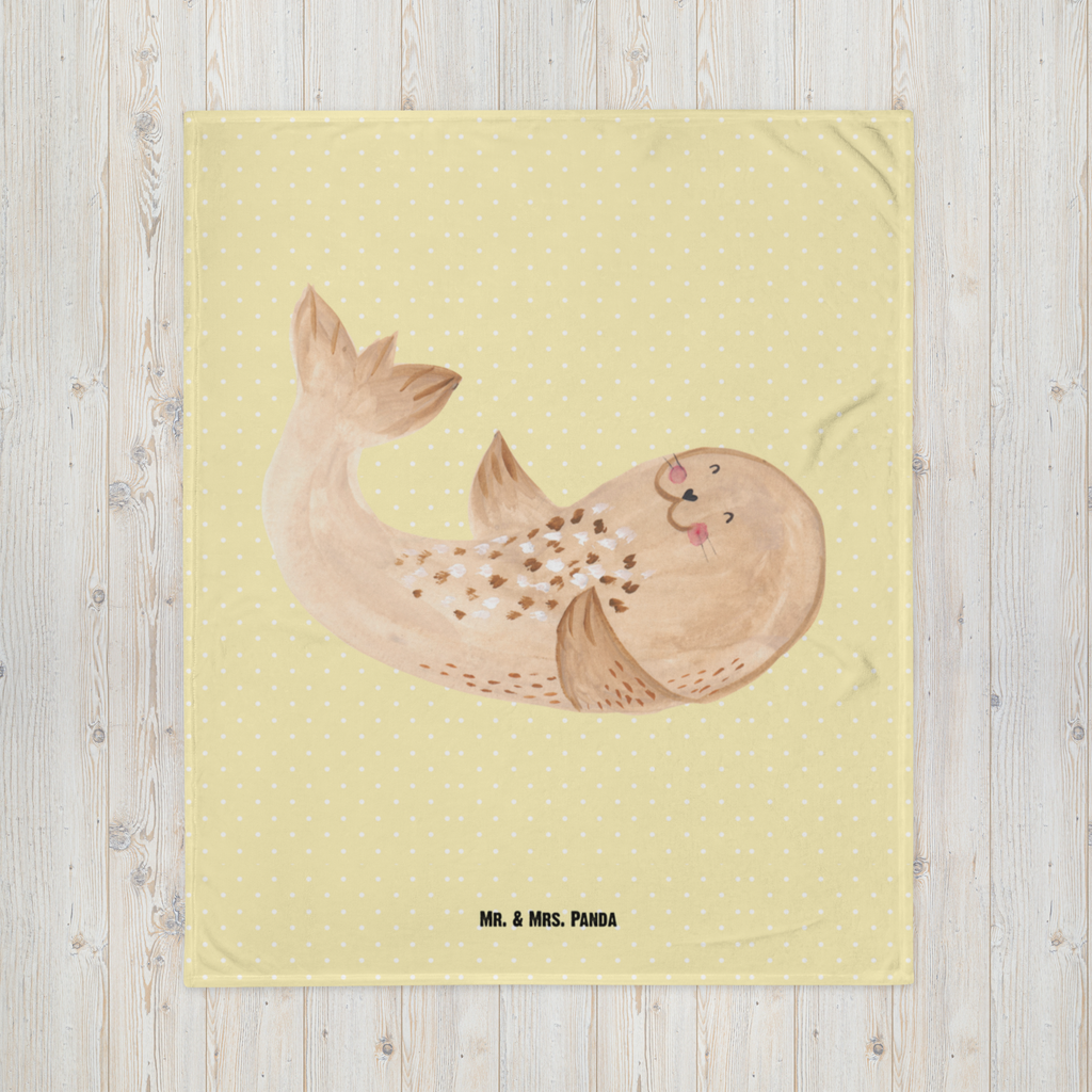 Babydecke Robbe liegend Robbe, Robben, Seehund, Strand, Meerestier, Ostsee, Nordsee, Lachen, Freude Babydecke, Babygeschenk, Geschenk Geburt, Babyecke Kuscheldecke, Krabbeldecke  süße Tiermotive, gute Laune, lustige Sprüche, Tiere