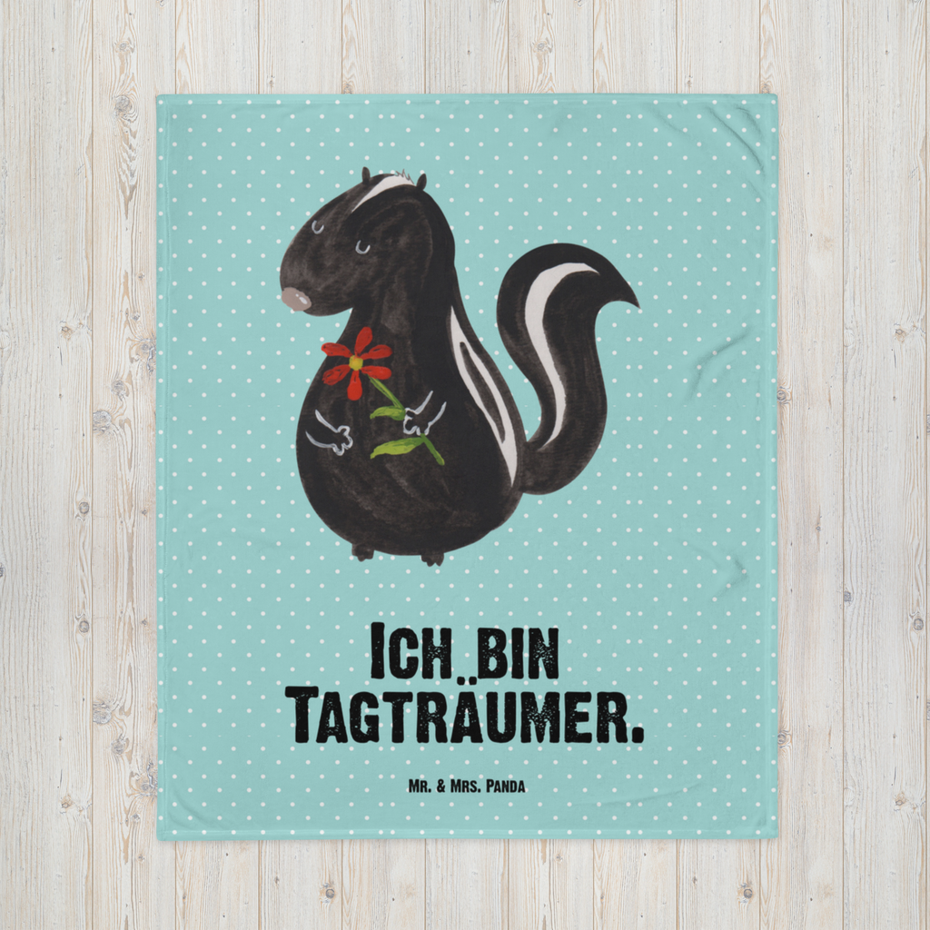 Babydecke Stinktier Blume Stinktier, Skunk, Wildtier, Raubtier, Stinker, Stinki, Tagträumer, verträumt, Dreams, Träume Babydecke, Babygeschenk, Geschenk Geburt, Babyecke Kuscheldecke, Krabbeldecke  Stinktier, Skunk