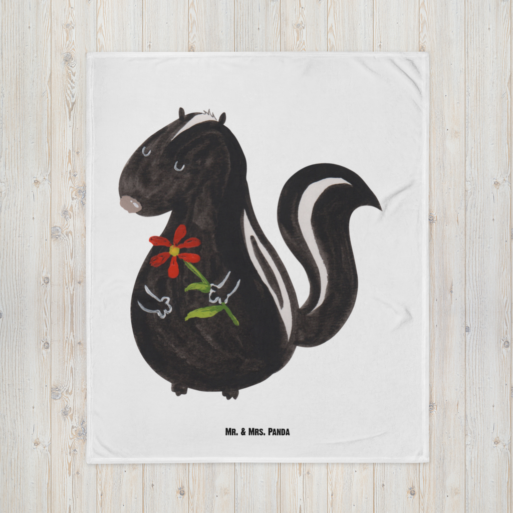 Babydecke Stinktier Blume Stinktier, Skunk, Wildtier, Raubtier, Stinker, Stinki, Tagträumer, verträumt, Dreams, Träume Babydecke, Babygeschenk, Geschenk Geburt, Babyecke Kuscheldecke, Krabbeldecke  Stinktier, Skunk