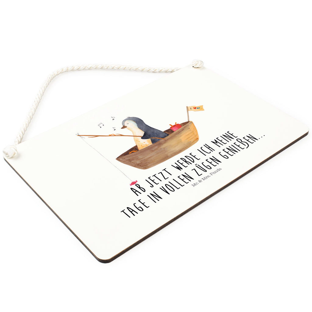 Deko Schild Pinguin Angelboot Pinguin, Pinguine, Angeln, Boot, Angelboot, Lebenslust, Leben, genießen, Motivation, Neustart, Neuanfang, Trennung, Scheidung, Geschenkidee Liebeskummer,	 Schild, Türschild, Holzschild, Wandschild, Wanddeko  Pinguin