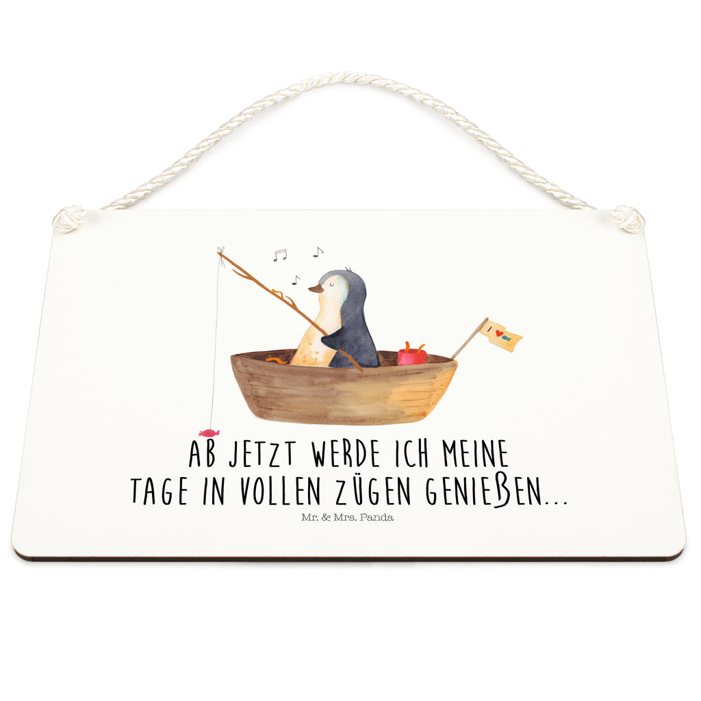 Deko Schild Pinguin Angelboot Pinguin, Pinguine, Angeln, Boot, Angelboot, Lebenslust, Leben, genießen, Motivation, Neustart, Neuanfang, Trennung, Scheidung, Geschenkidee Liebeskummer,	 Schild, Türschild, Holzschild, Wandschild, Wanddeko  Pinguin