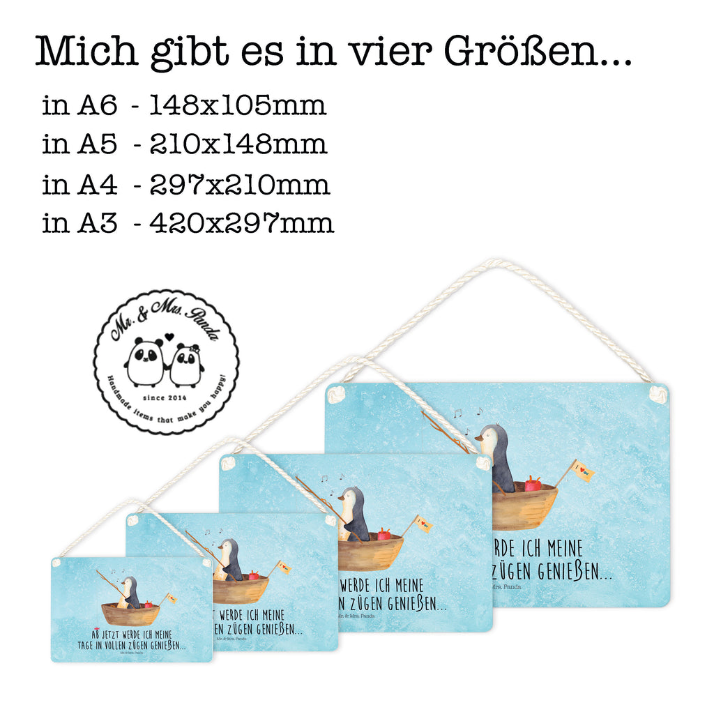 Deko Schild Pinguin Angelboot Pinguin, Pinguine, Angeln, Boot, Angelboot, Lebenslust, Leben, genießen, Motivation, Neustart, Neuanfang, Trennung, Scheidung, Geschenkidee Liebeskummer,	 Schild, Türschild, Holzschild, Wandschild, Wanddeko  Pinguin