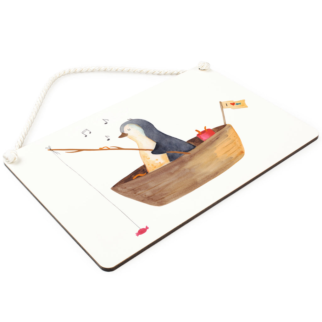 Deko Schild Pinguin Angelboot Pinguin, Pinguine, Angeln, Boot, Angelboot, Lebenslust, Leben, genießen, Motivation, Neustart, Neuanfang, Trennung, Scheidung, Geschenkidee Liebeskummer,	 Schild, Türschild, Holzschild, Wandschild, Wanddeko  Pinguin