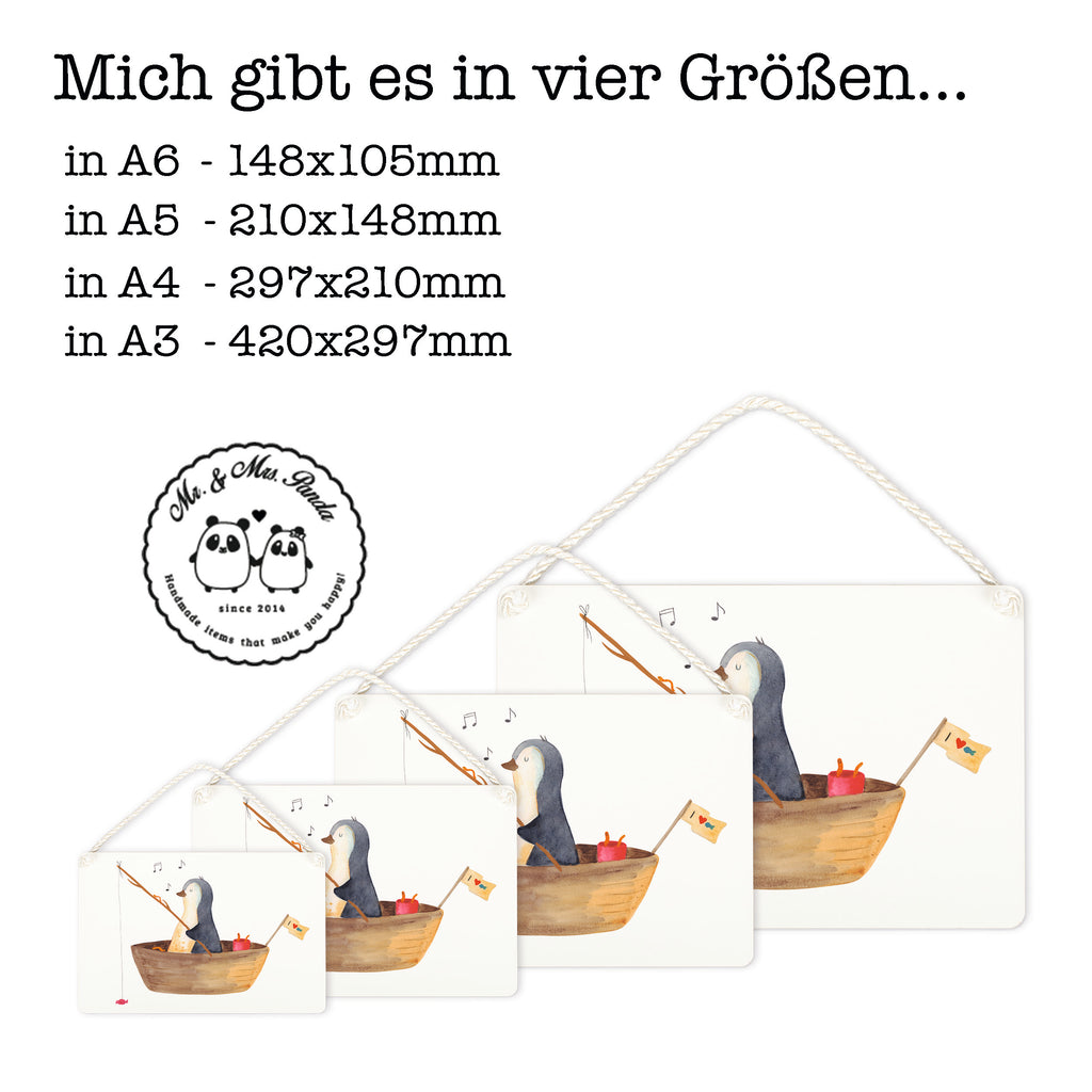 Deko Schild Pinguin Angelboot Pinguin, Pinguine, Angeln, Boot, Angelboot, Lebenslust, Leben, genießen, Motivation, Neustart, Neuanfang, Trennung, Scheidung, Geschenkidee Liebeskummer,	 Schild, Türschild, Holzschild, Wandschild, Wanddeko  Pinguin