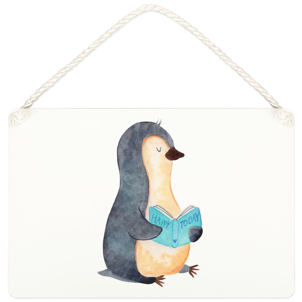 Deko Schild Pinguin Buch Pinguin, Pinguine, Buch, Lesen, Bücherwurm, Nichtstun, Faulenzen, Ferien, Urlaub, Freizeit,	 Schild, Türschild, Holzschild, Wandschild, Wanddeko  Pinguin