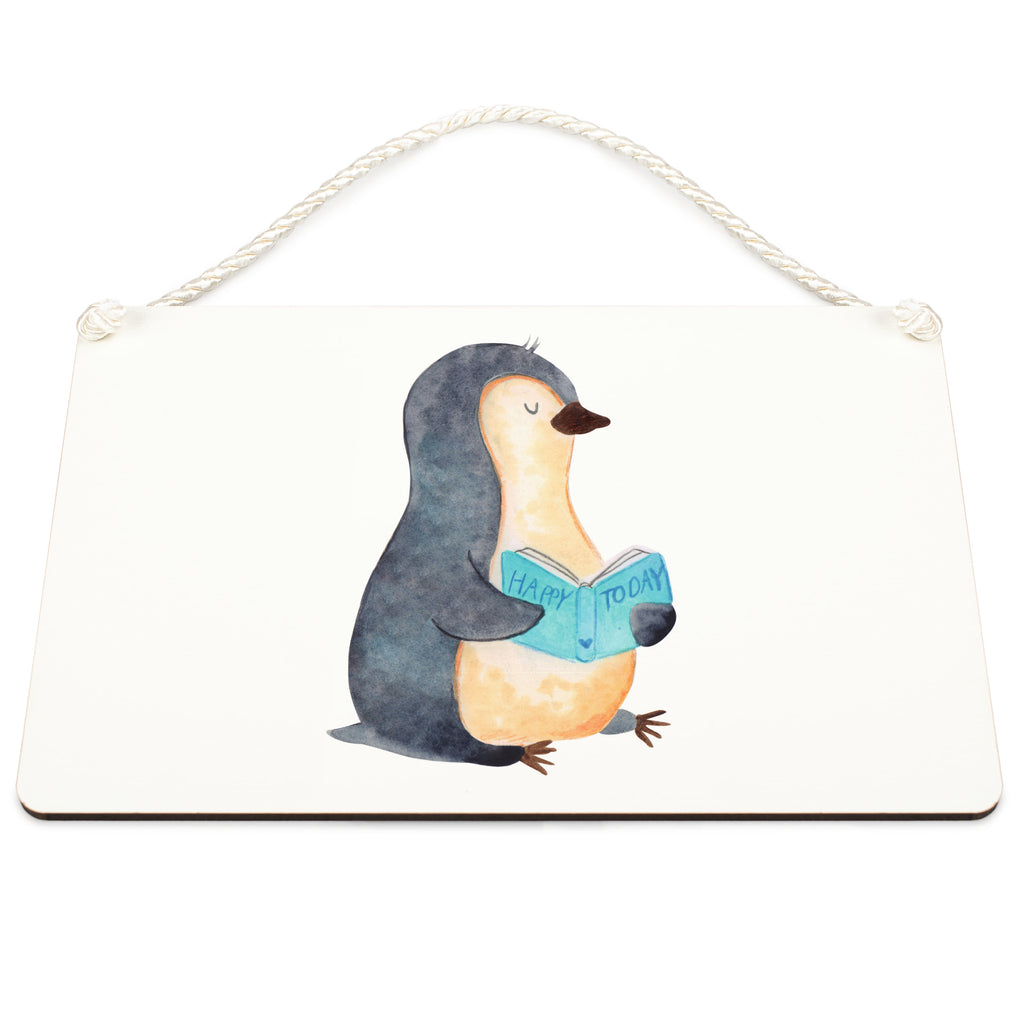 Deko Schild Pinguin Buch Pinguin, Pinguine, Buch, Lesen, Bücherwurm, Nichtstun, Faulenzen, Ferien, Urlaub, Freizeit,	 Schild, Türschild, Holzschild, Wandschild, Wanddeko  Pinguin