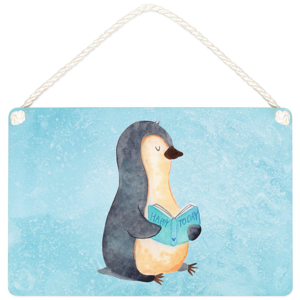 Deko Schild Pinguin Buch Pinguin, Pinguine, Buch, Lesen, Bücherwurm, Nichtstun, Faulenzen, Ferien, Urlaub, Freizeit,	 Schild, Türschild, Holzschild, Wandschild, Wanddeko  Pinguin