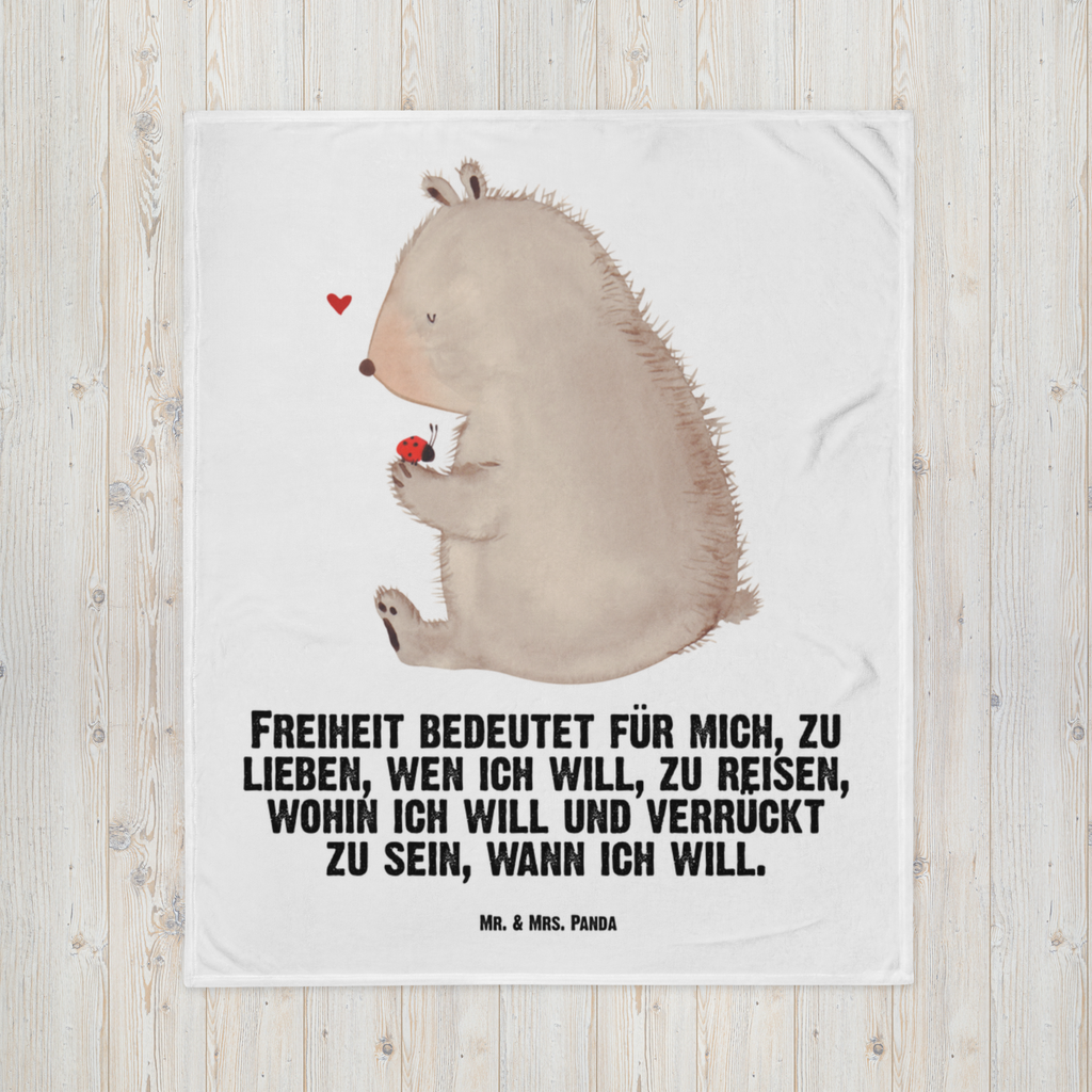 Babydecke Bär mit Marienkäfer Bär, Marienkäfer, Liebe, Freiheit, Motivation, Das Leben ist schön Babydecke, Babygeschenk, Geschenk Geburt, Babyecke Kuscheldecke, Krabbeldecke  Bär, Teddy, Teddybär