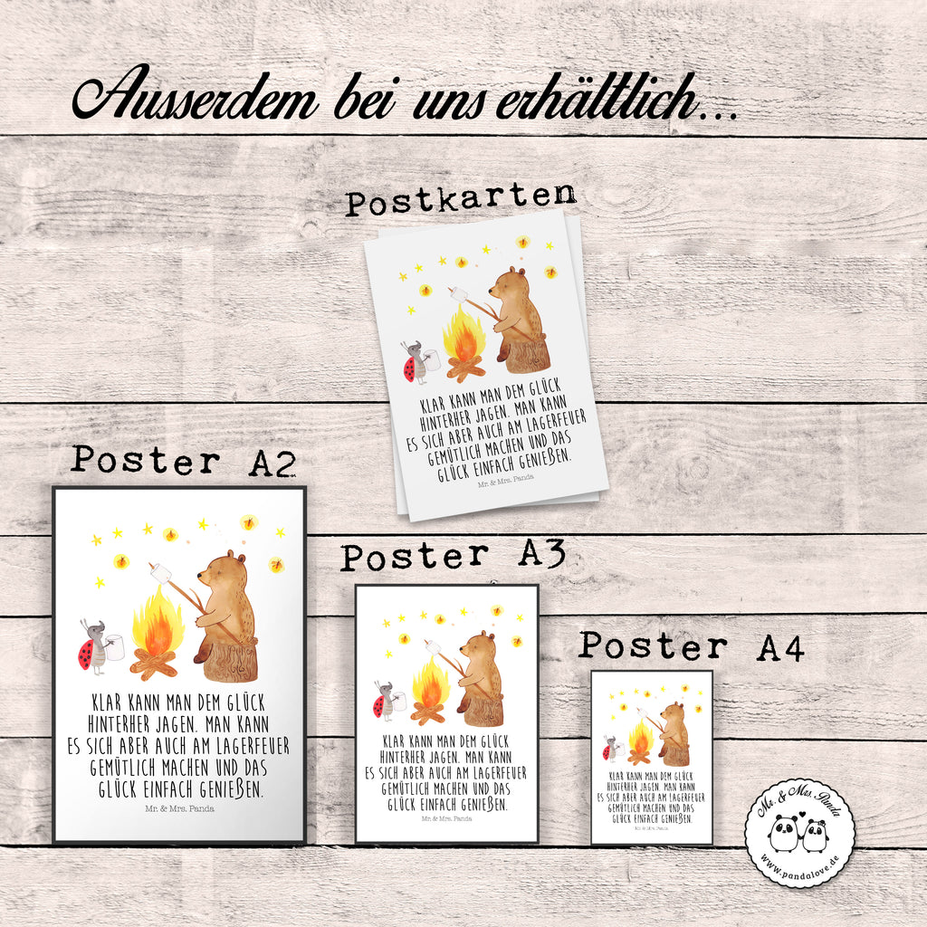 Poster Bär & Marienkäfer Lagerfeuer Lagerfeuer, Bär,  Poster, Wandposter, Bild, Wanddeko, Küchenposter, Kinderposter, Wanddeko Bild, Raumdekoration, Wanddekoration, Handgemaltes Poster, Mr. & Mrs. Panda Poster, Designposter, Kunstdruck, Posterdruck  Bär, Teddy, Teddybär