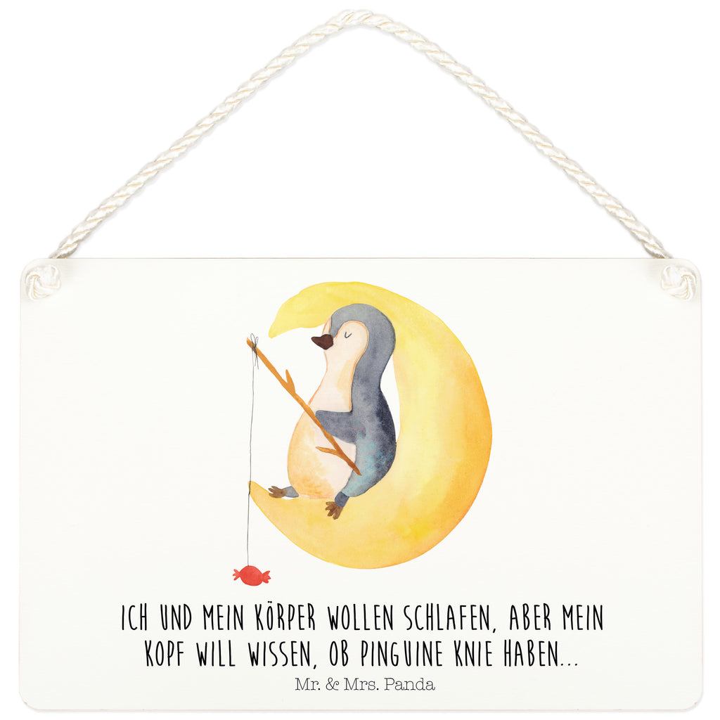 Dekoschild Pinguin Mond Pinguin, Pinguine, Spruch, schlafen, Nachtruhe, Einschlafen, Schlafzimmer, Schlafstörungen, Gästezimmer,	 Schild, Türschild, Holzschild, Wandschild, Wanddeko  Pinguin