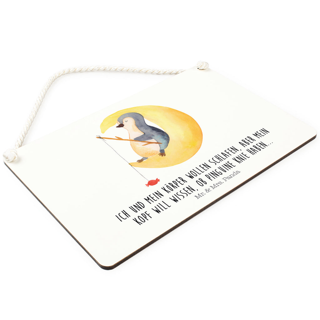 Dekoschild Pinguin Mond Pinguin, Pinguine, Spruch, schlafen, Nachtruhe, Einschlafen, Schlafzimmer, Schlafstörungen, Gästezimmer,	 Schild, Türschild, Holzschild, Wandschild, Wanddeko  Pinguin