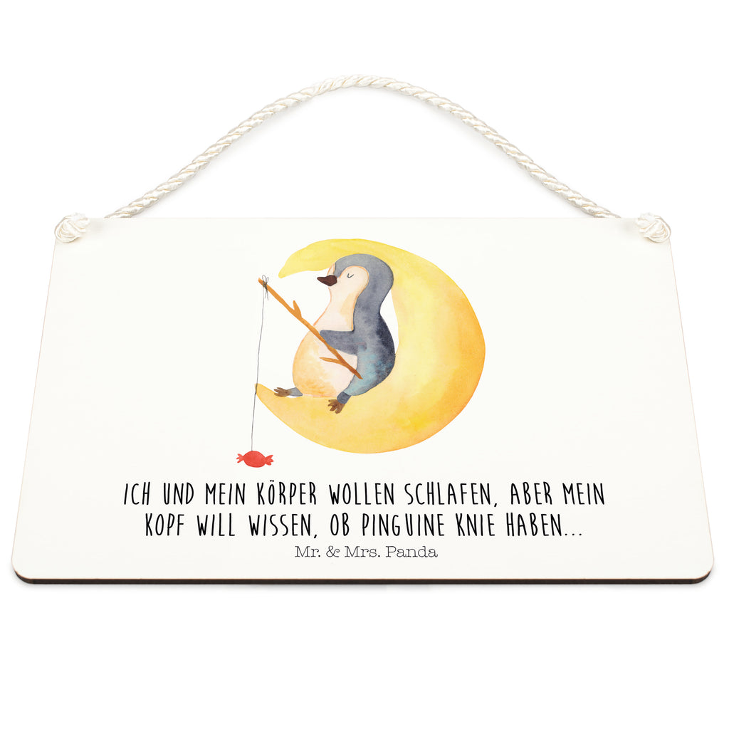 Dekoschild Pinguin Mond Pinguin, Pinguine, Spruch, schlafen, Nachtruhe, Einschlafen, Schlafzimmer, Schlafstörungen, Gästezimmer,	 Schild, Türschild, Holzschild, Wandschild, Wanddeko  Pinguin
