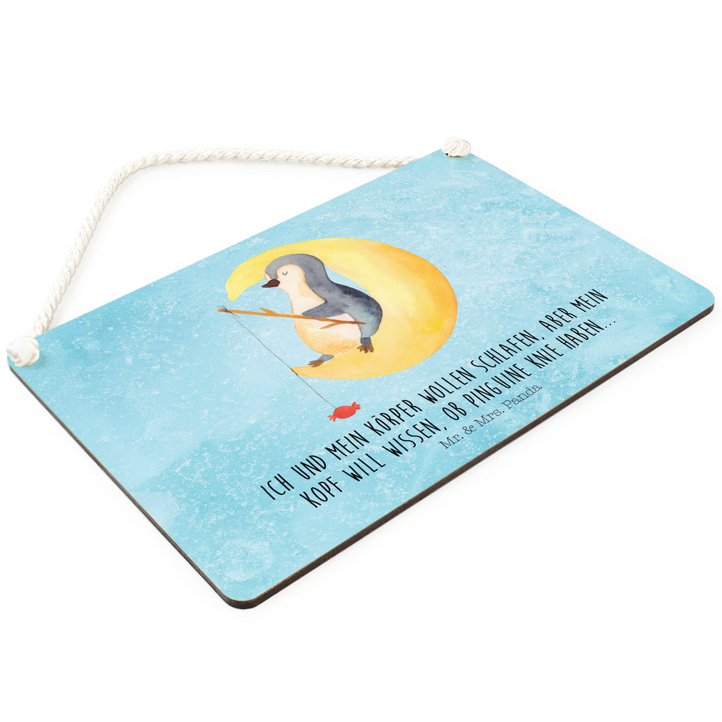 Dekoschild Pinguin Mond Pinguin, Pinguine, Spruch, schlafen, Nachtruhe, Einschlafen, Schlafzimmer, Schlafstörungen, Gästezimmer,	 Schild, Türschild, Holzschild, Wandschild, Wanddeko  Pinguin