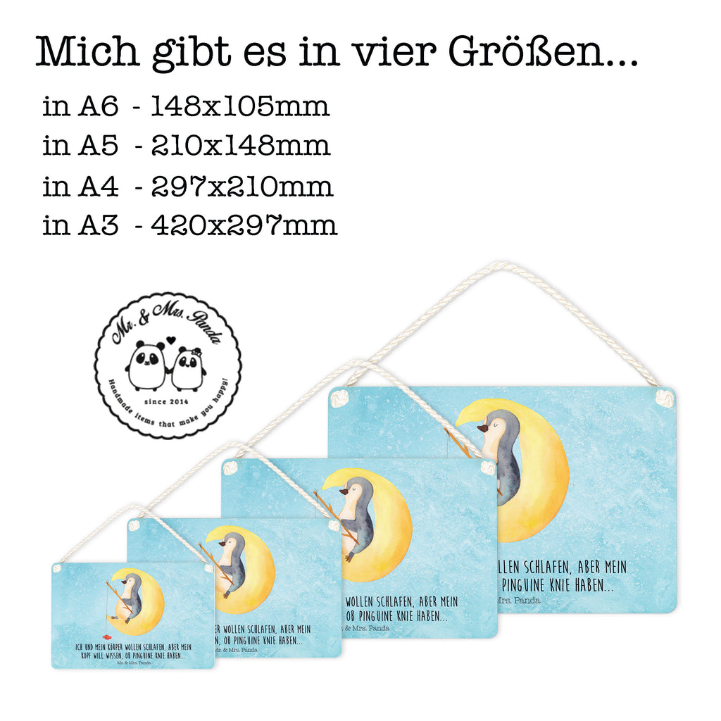 Dekoschild Pinguin Mond Pinguin, Pinguine, Spruch, schlafen, Nachtruhe, Einschlafen, Schlafzimmer, Schlafstörungen, Gästezimmer,	 Schild, Türschild, Holzschild, Wandschild, Wanddeko  Pinguin