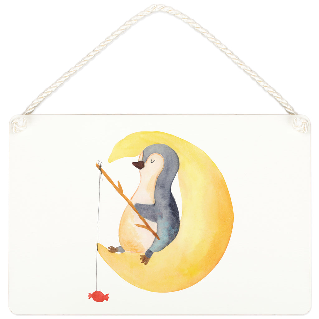 Dekoschild Pinguin Mond Pinguin, Pinguine, Spruch, schlafen, Nachtruhe, Einschlafen, Schlafzimmer, Schlafstörungen, Gästezimmer,	 Schild, Türschild, Holzschild, Wandschild, Wanddeko  Pinguin