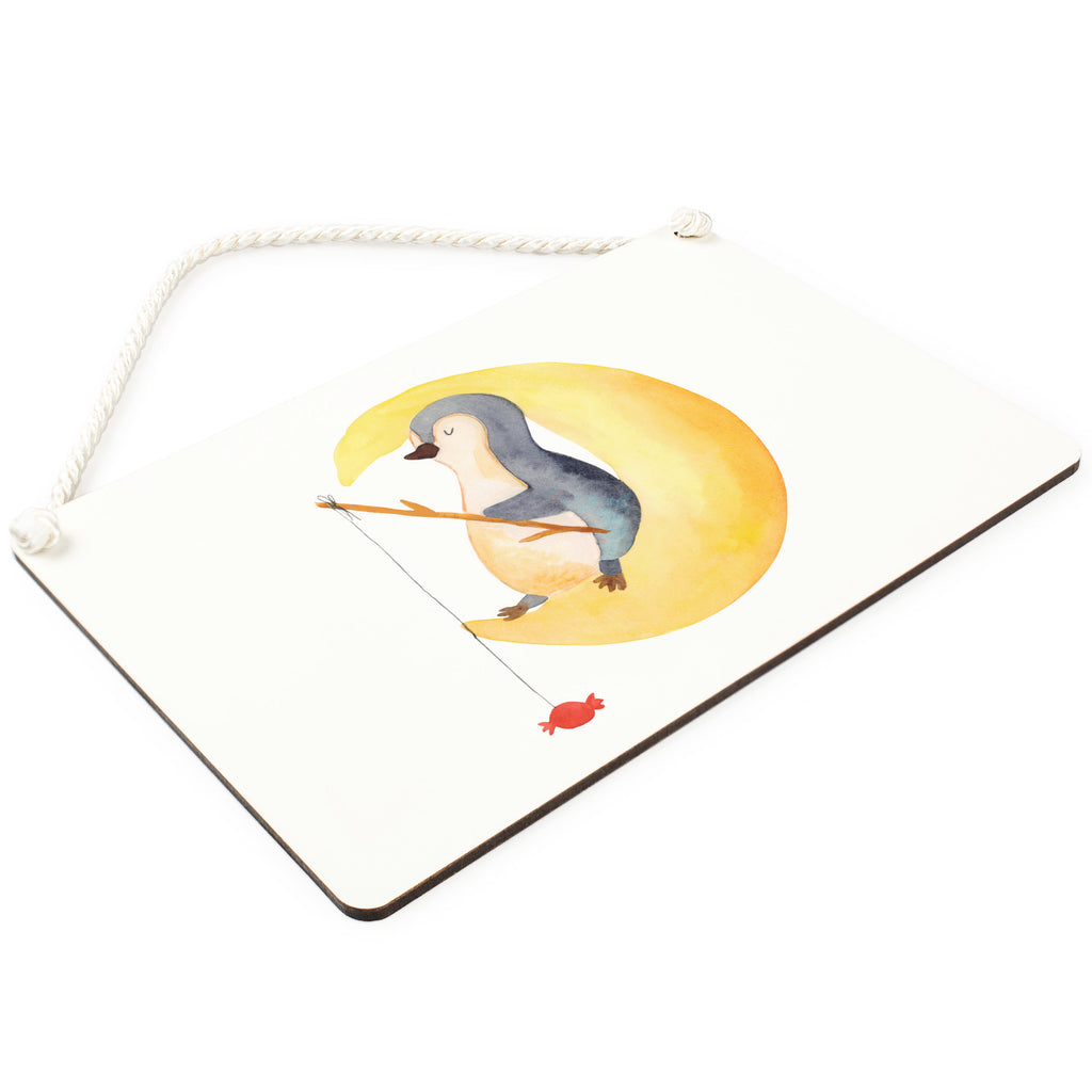 Dekoschild Pinguin Mond Pinguin, Pinguine, Spruch, schlafen, Nachtruhe, Einschlafen, Schlafzimmer, Schlafstörungen, Gästezimmer,	 Schild, Türschild, Holzschild, Wandschild, Wanddeko  Pinguin