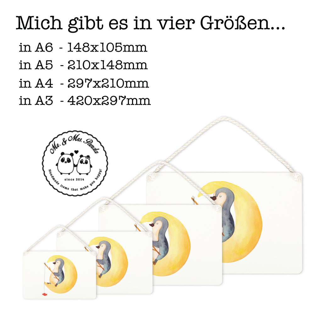 Dekoschild Pinguin Mond Pinguin, Pinguine, Spruch, schlafen, Nachtruhe, Einschlafen, Schlafzimmer, Schlafstörungen, Gästezimmer,	 Schild, Türschild, Holzschild, Wandschild, Wanddeko  Pinguin