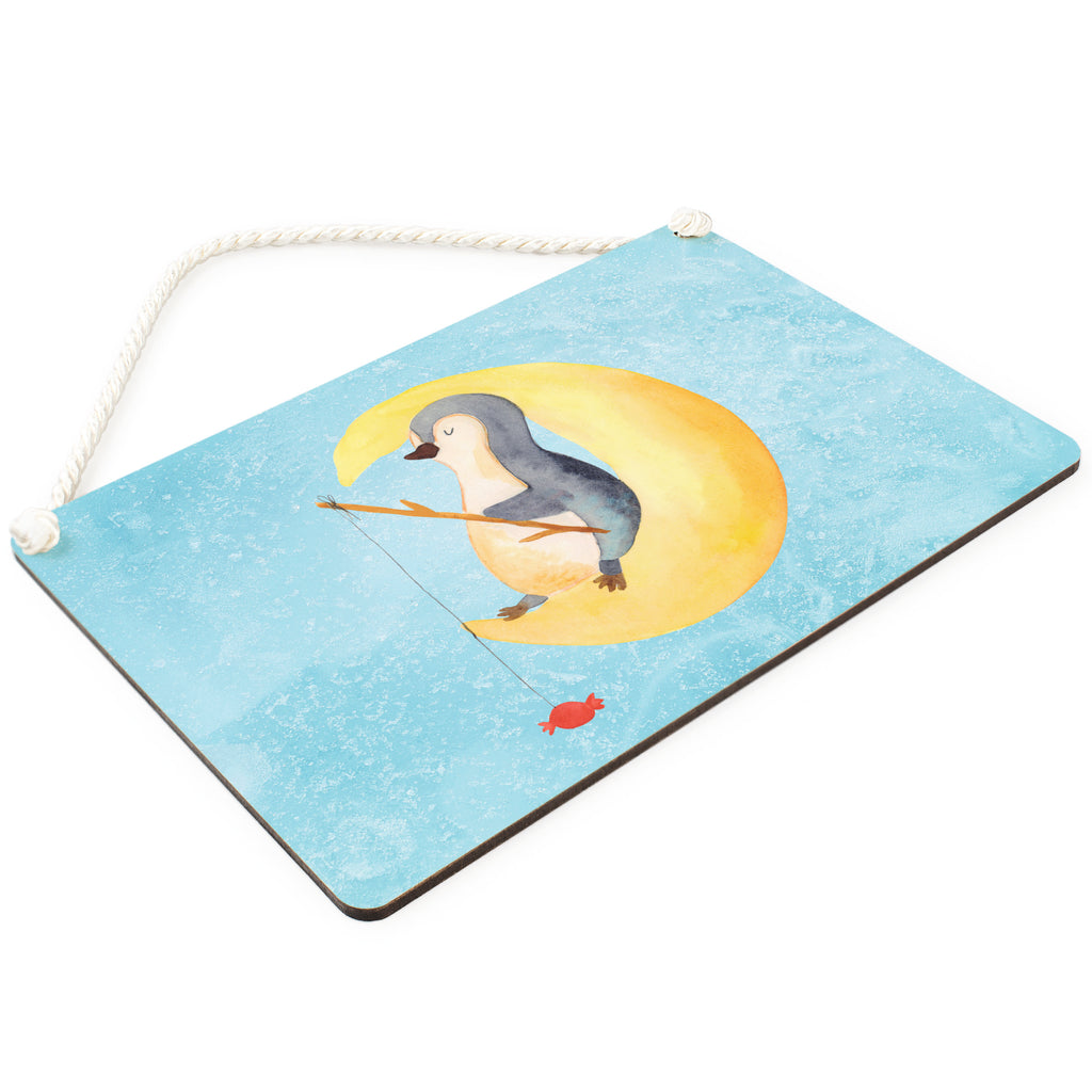 Dekoschild Pinguin Mond Pinguin, Pinguine, Spruch, schlafen, Nachtruhe, Einschlafen, Schlafzimmer, Schlafstörungen, Gästezimmer,	 Schild, Türschild, Holzschild, Wandschild, Wanddeko  Pinguin
