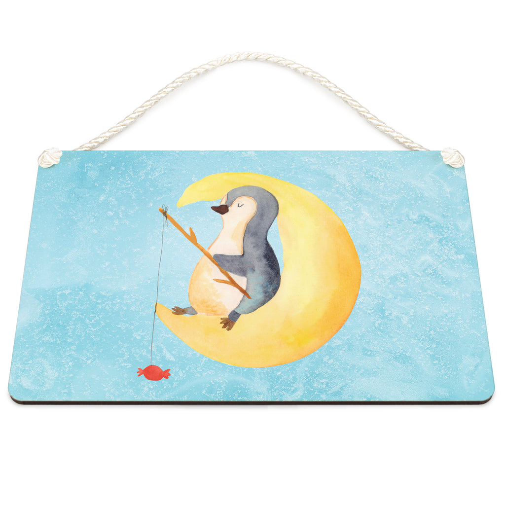 Dekoschild Pinguin Mond Pinguin, Pinguine, Spruch, schlafen, Nachtruhe, Einschlafen, Schlafzimmer, Schlafstörungen, Gästezimmer,	 Schild, Türschild, Holzschild, Wandschild, Wanddeko  Pinguin
