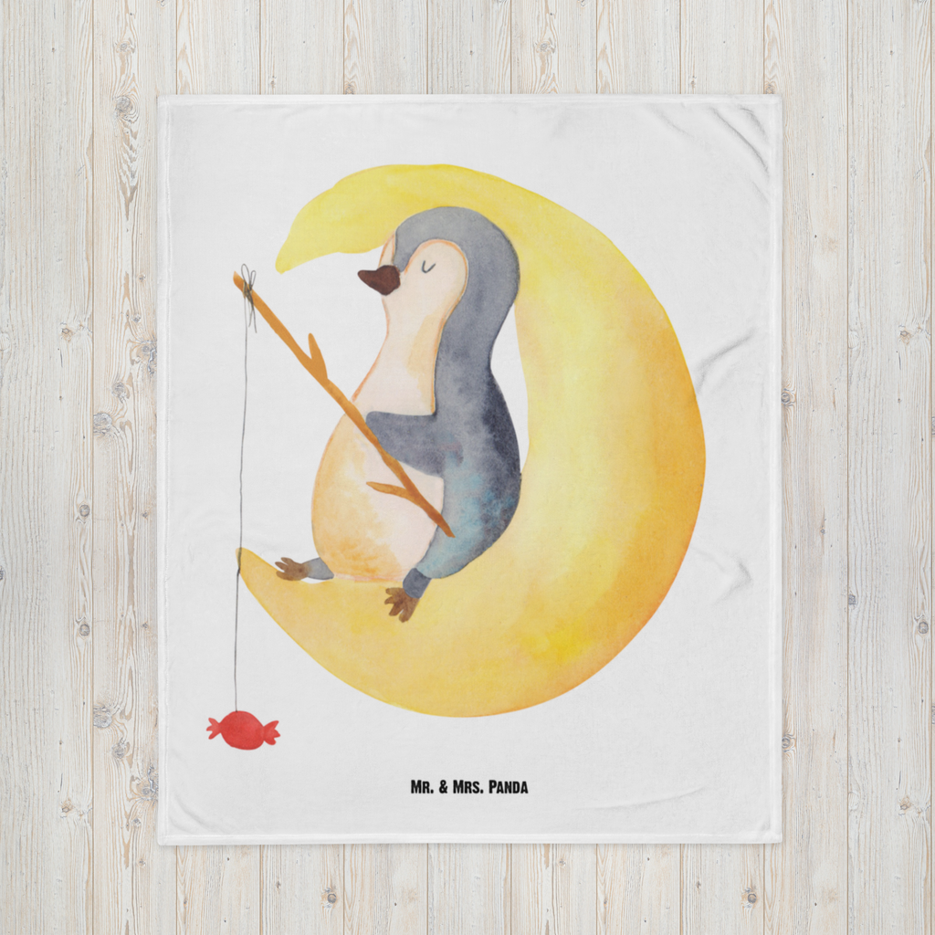 Babydecke Pinguin Mond Pinguin, Pinguine, Spruch, schlafen, Nachtruhe, Einschlafen, Schlafzimmer, Schlafstörungen, Gästezimmer,	 Babydecke, Babygeschenk, Geschenk Geburt, Babyecke Kuscheldecke, Krabbeldecke  Pinguin