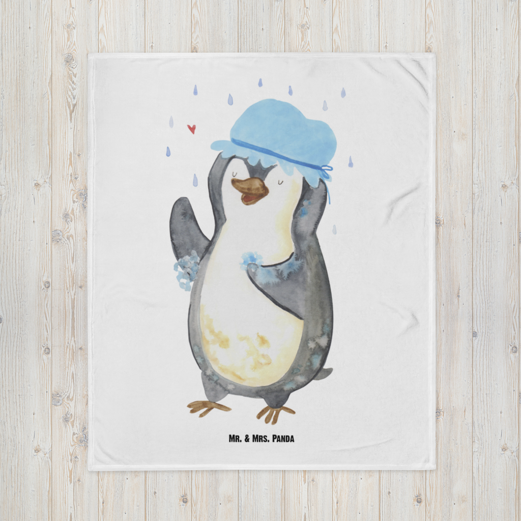 Babydecke Pinguin duscht Pinguin, Pinguine, Dusche, duschen, Lebensmotto, Motivation, Neustart, Neuanfang, glücklich sein,  Babydecke, Babygeschenk, Geschenk Geburt, Babyecke Kuscheldecke, Krabbeldecke  Pinguin