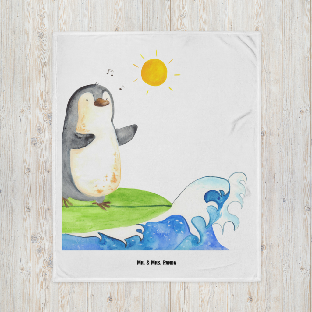 Babydecke Pinguin Surfer Pinguin, Pinguine, surfen, Surfer, Hawaii, Urlaub, Wellen, Wellen reiten, Portugal,  Babydecke, Babygeschenk, Geschenk Geburt, Babyecke Kuscheldecke, Krabbeldecke  Pinguin