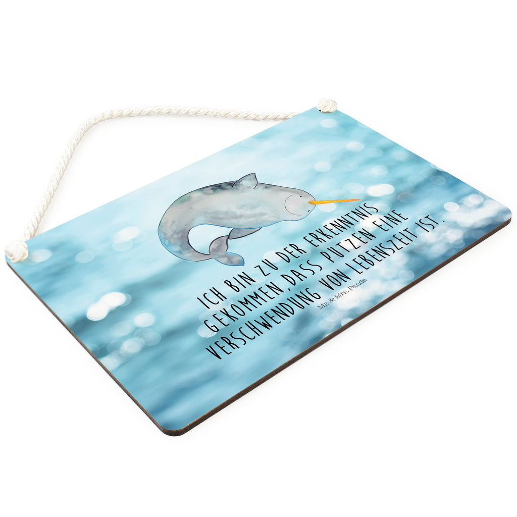 Deko Schild Narwal Narwal, Wal, Putzen, Hausfrau, Junggesellin, aufräumen, Kinderzimmer,  Schild, Türschild, Holzschild, Wandschild, Wanddeko  Meerestiere, Meer, Urlaub