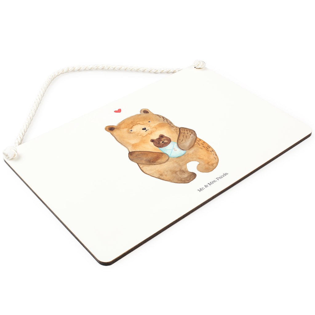 Deko Schild Bär mit Baby Bär, Eltern, Mutter, Baby, Taufe, Geburt, Nichte, Neffe, Enkel, Enkelin, Täufling, Geburtstag, Glückwunsch Schild, Türschild, Holzschild, Wandschild, Wanddeko  Bär, Teddy, Teddybär
