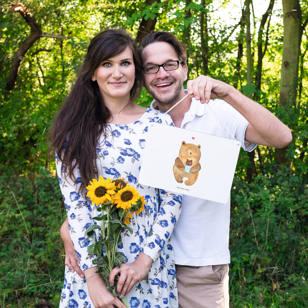 Deko Schild Bär mit Baby Bär, Eltern, Mutter, Baby, Taufe, Geburt, Nichte, Neffe, Enkel, Enkelin, Täufling, Geburtstag, Glückwunsch Schild, Türschild, Holzschild, Wandschild, Wanddeko  Bär, Teddy, Teddybär