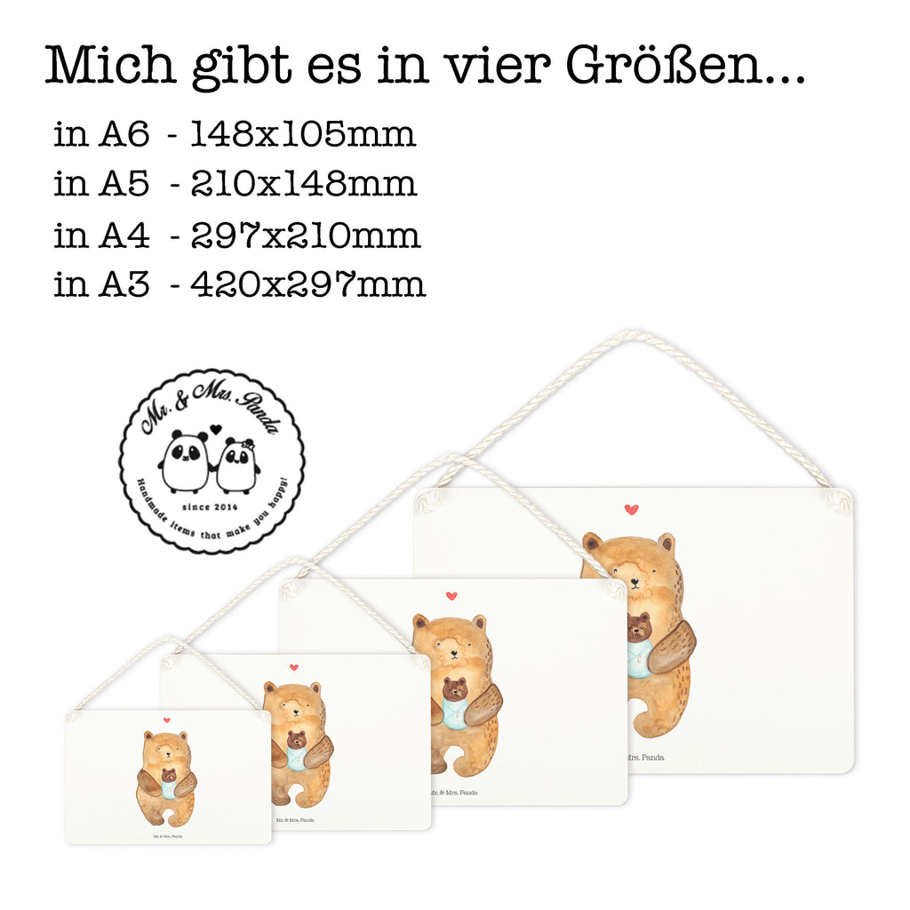 Deko Schild Bär mit Baby Bär, Eltern, Mutter, Baby, Taufe, Geburt, Nichte, Neffe, Enkel, Enkelin, Täufling, Geburtstag, Glückwunsch Schild, Türschild, Holzschild, Wandschild, Wanddeko  Bär, Teddy, Teddybär