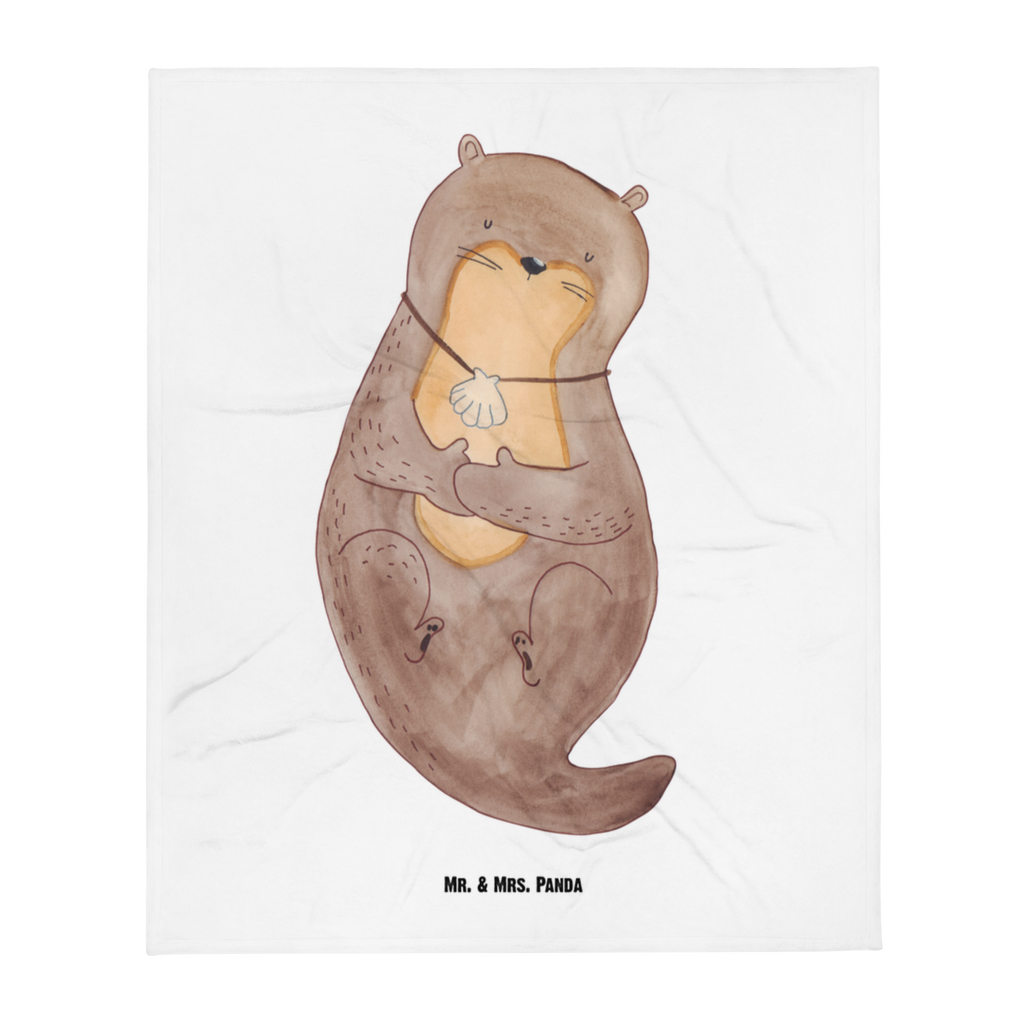 Babydecke Otter mit Muschelmedaillon Babydecke, Babygeschenk, Geschenk Geburt, Babyecke Kuscheldecke, Krabbeldecke, Otter, Fischotter, Seeotter, Otterliebe, grübeln, träumen, Motivation, Tagträumen, Büro
