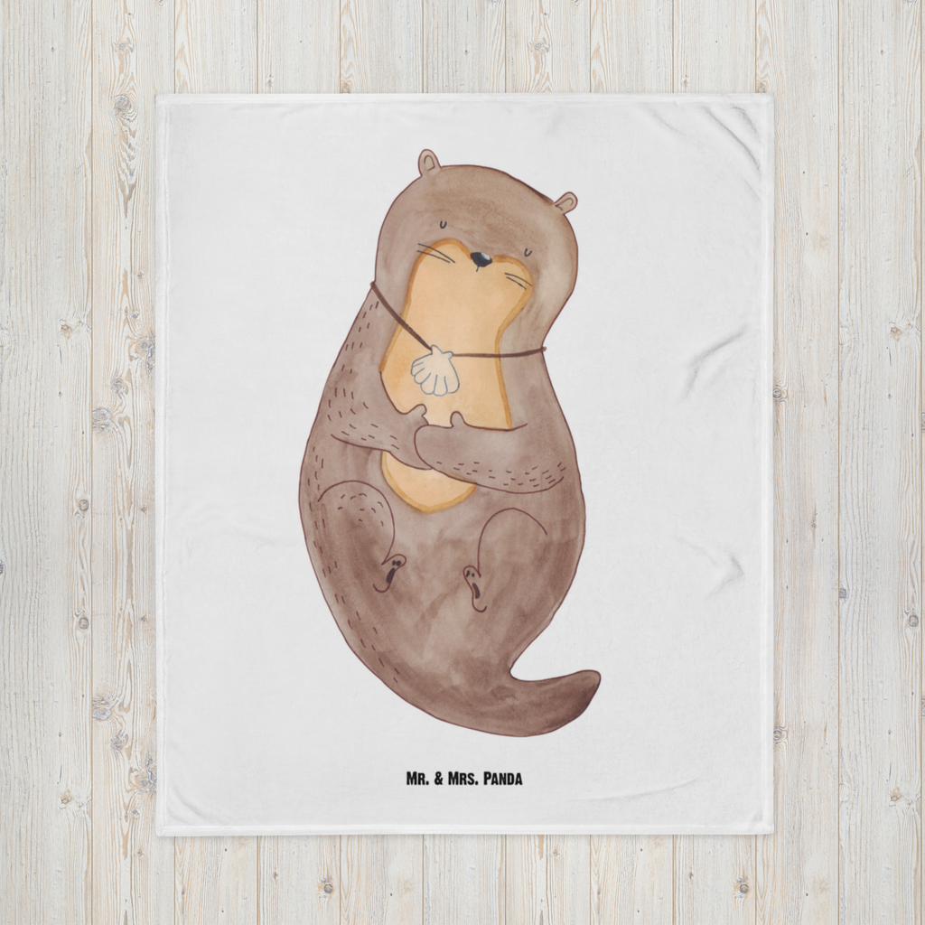 Babydecke Otter mit Muschelmedaillon Babydecke, Babygeschenk, Geschenk Geburt, Babyecke Kuscheldecke, Krabbeldecke, Otter, Fischotter, Seeotter, Otterliebe, grübeln, träumen, Motivation, Tagträumen, Büro