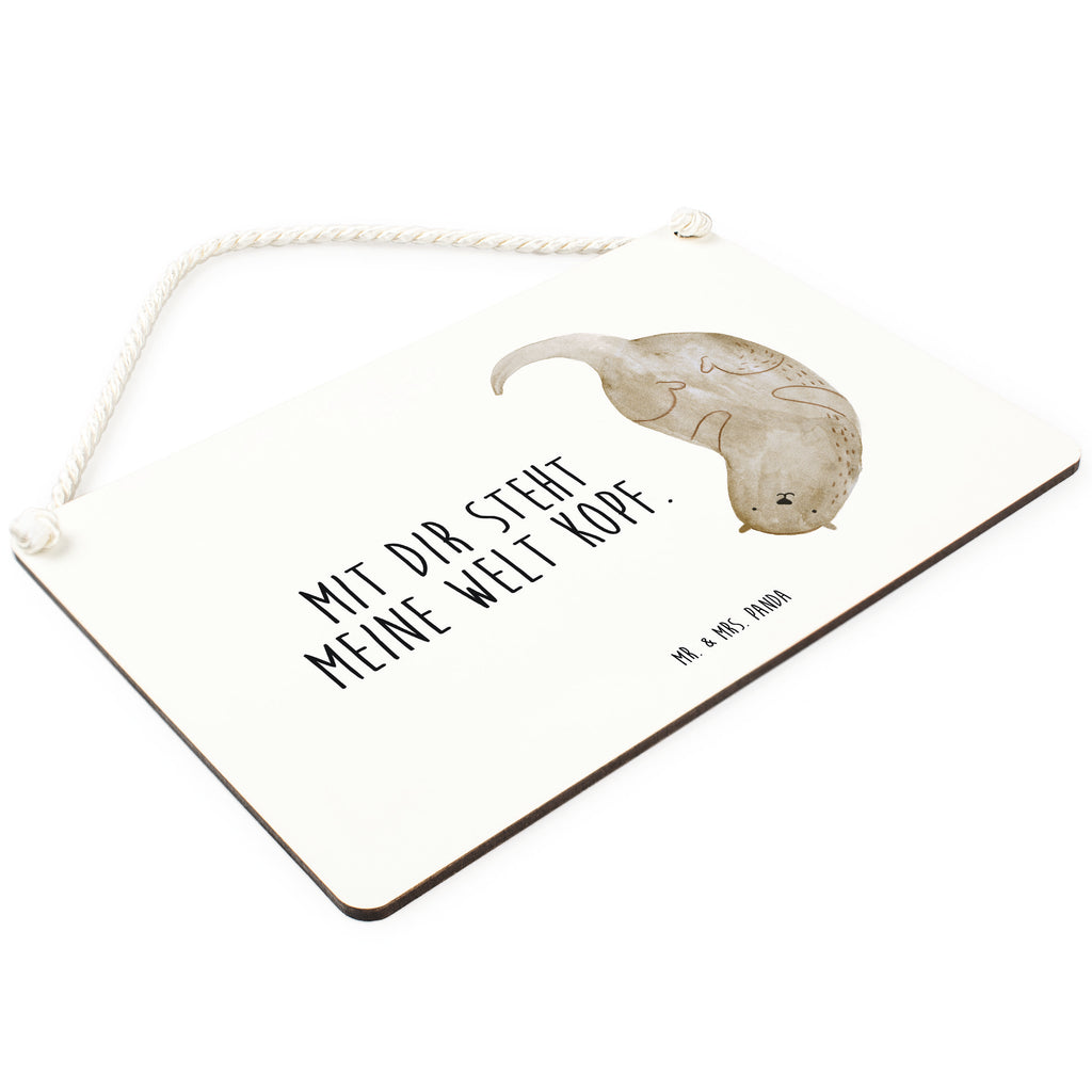 Deko Schild Otter kopfüber Otter Seeotter See Otter Schild, Türschild, Holzschild, Wandschild, Wanddeko  Otter,  Fischotter,  Seeotter