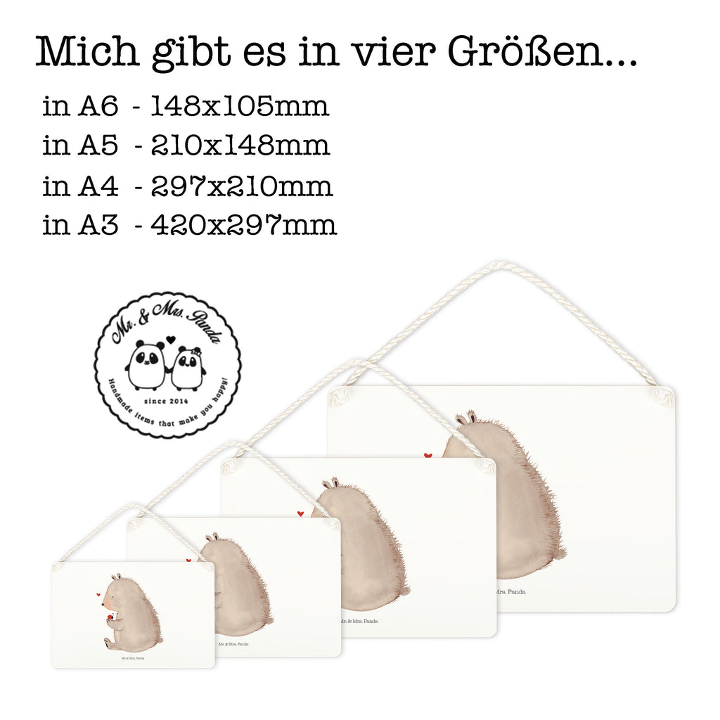 Deko Schild Bär mit Marienkäfer Bär, Marienkäfer, Liebe, Freiheit, Motivation, Das Leben ist schön Schild, Türschild, Holzschild, Wandschild, Wanddeko  Bär, Teddy, Teddybär