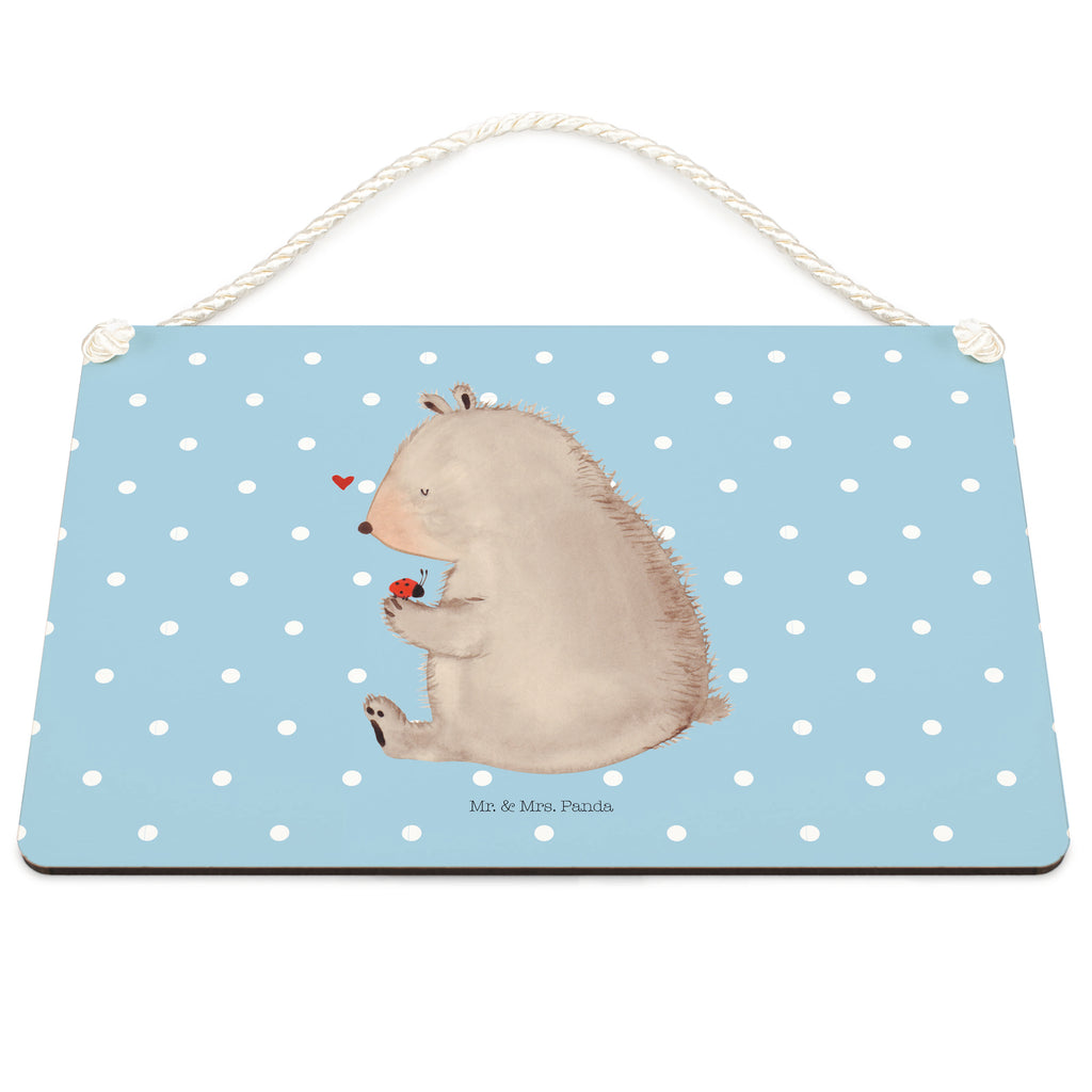 Deko Schild Bär mit Marienkäfer Bär, Marienkäfer, Liebe, Freiheit, Motivation, Das Leben ist schön Schild, Türschild, Holzschild, Wandschild, Wanddeko  Bär, Teddy, Teddybär