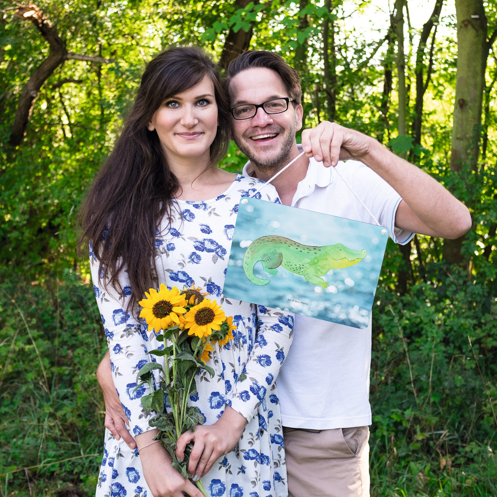 Deko Schild Krokodil Krokodil, Krokodile, verrückt sein, spontan sein, Abenteuerlust, Reiselust, Freundin, beste Freundin, Lieblingsmensch Schild, Türschild, Holzschild, Wandschild, Wanddeko  Meerestiere, Meer, Urlaub