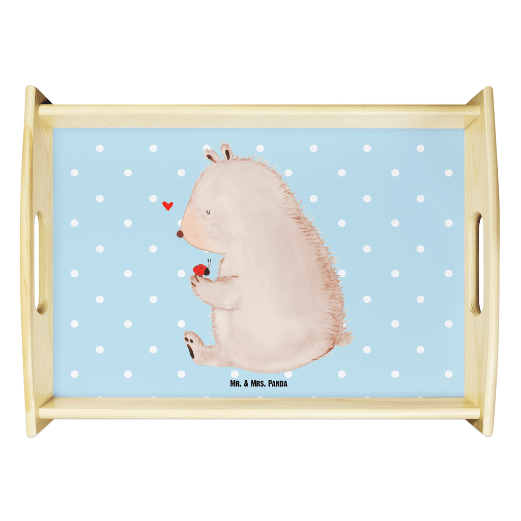 Serviertablett Bär mit Marienkäfer Bär, Marienkäfer, Liebe, Freiheit, Motivation, Das Leben ist schön Tablett, Holztablett, Küchentablett, Dekotablett, Frühstückstablett  Bär, Teddy, Teddybär