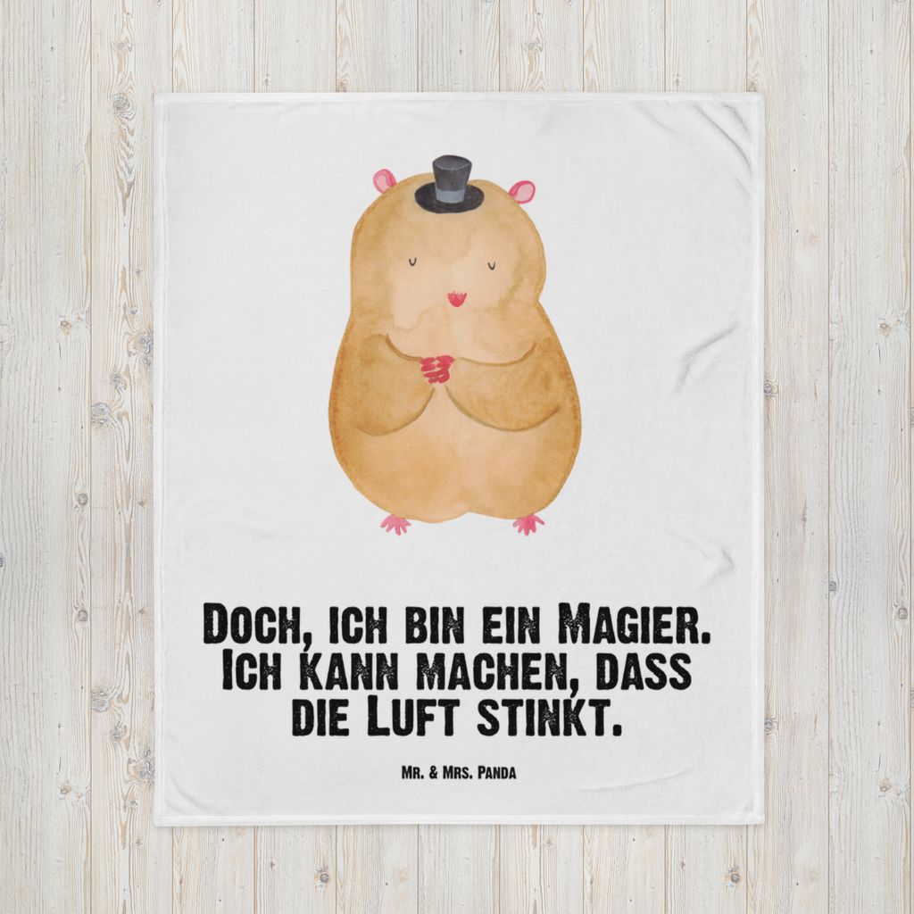 Babydecke Hamster mit Hut Hamster, Hut, Magier, Zylinder, Zwerghamster, Zauberer, Houdini	 Babydecke, Babygeschenk, Geschenk Geburt, Babyecke Kuscheldecke, Krabbeldecke  süße Tiermotive, gute Laune, lustige Sprüche, Tiere