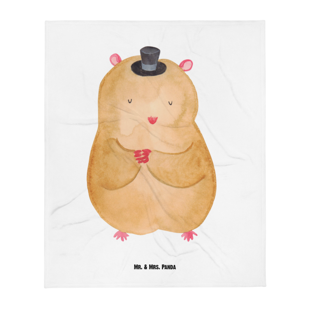 Babydecke Hamster mit Hut Hamster, Hut, Magier, Zylinder, Zwerghamster, Zauberer, Houdini	 Babydecke, Babygeschenk, Geschenk Geburt, Babyecke Kuscheldecke, Krabbeldecke  süße Tiermotive, gute Laune, lustige Sprüche, Tiere