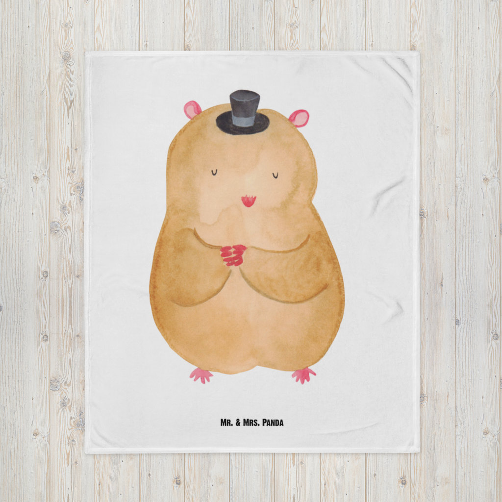 Babydecke Hamster mit Hut Hamster, Hut, Magier, Zylinder, Zwerghamster, Zauberer, Houdini	 Babydecke, Babygeschenk, Geschenk Geburt, Babyecke Kuscheldecke, Krabbeldecke  süße Tiermotive, gute Laune, lustige Sprüche, Tiere