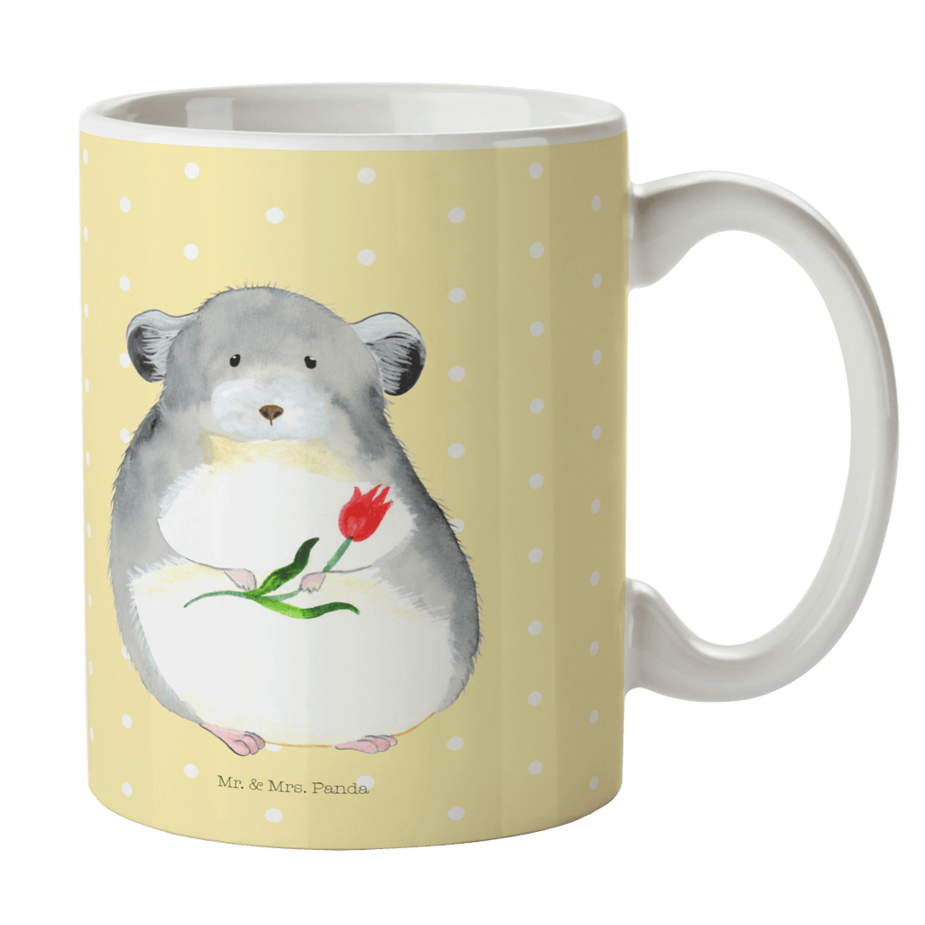 Tasse Chinchilla mit Blume Chinchilla, Chinchillas, Liebeskummer, Kummer, Depressionen, traurig sein, Chaos, Glücklichsein, Büro, Büroalltag Becher, Kaffeetasse, Kaffeebecher, Tee, Frühstück, Büro  süße Tiermotive, gute Laune, lustige Sprüche, Tiere