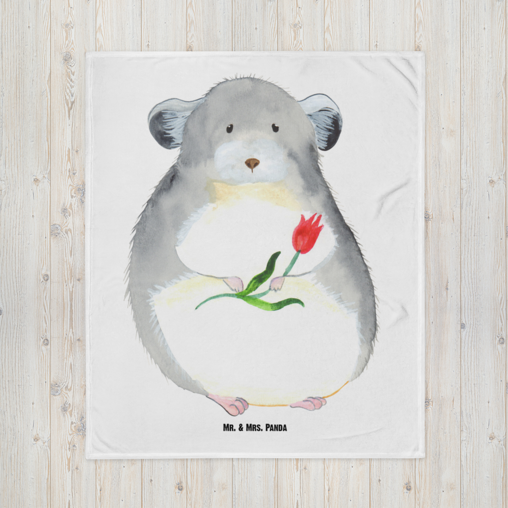 Babydecke Chinchilla mit Blume Chinchilla, Chinchillas, Liebeskummer, Kummer, Depressionen, traurig sein, Chaos, Glücklichsein, Büro, Büroalltag Babydecke, Babygeschenk, Geschenk Geburt, Babyecke Kuscheldecke, Krabbeldecke  süße Tiermotive, gute Laune, lustige Sprüche, Tiere