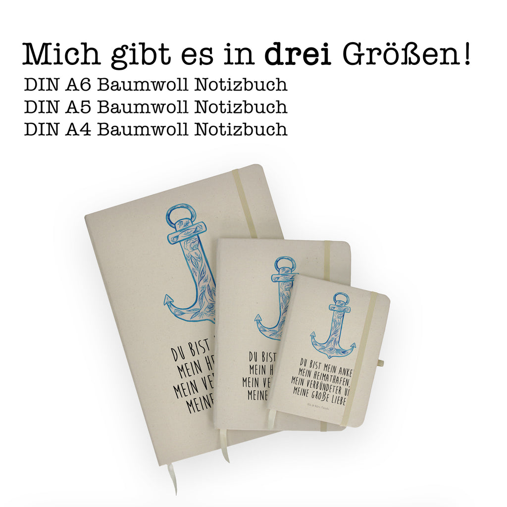 Baumwoll Notizbuch Anker Blau