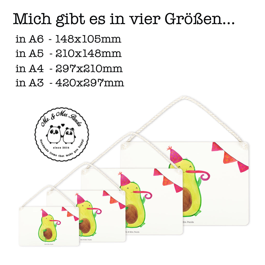 Dekoschild Avocado Partyhupe Avocado, Party, Feierlichkeit, Feier, Fete, Geburtstag, Gute Laune, Tröte,  Schild, Türschild, Holzschild, Wandschild, Wanddeko  Avocado, Veggie, Vegan, Gesund